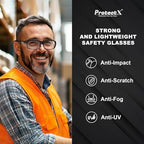 ProtectX Classic Safety Glasses, Anti-Fog Scratch Resistant Lenses, Protective Eyewear for Work, Indoor/Outdoor, ANSI Z87.1