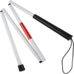124CM 4-Section Foldable Aluminum Alloy White Reflective Walking Cane,Guide Cane, Aluminum Alloy Folding Blind Cane, Cane, Guide Pole, Lightweight Blind Cane