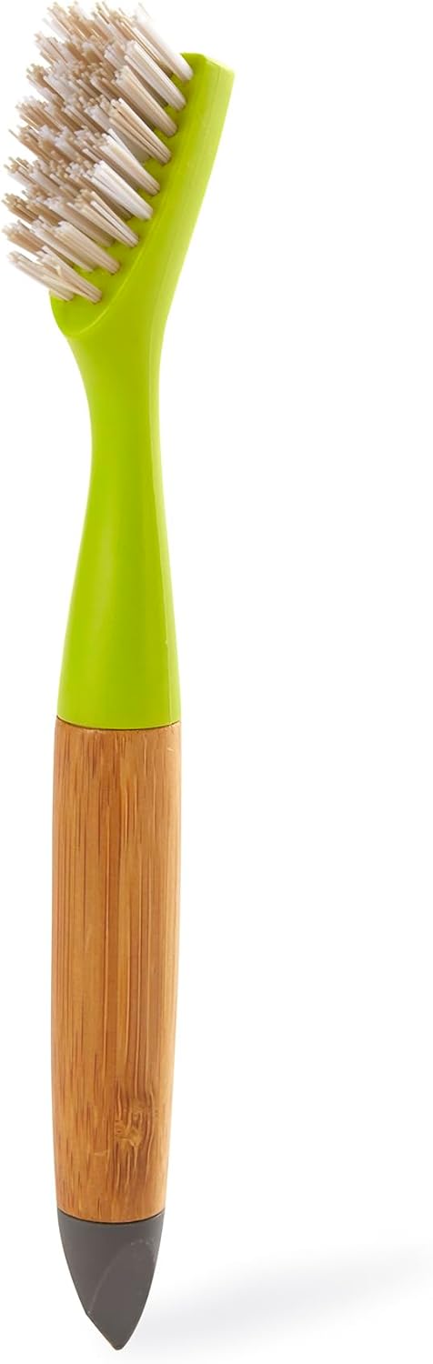 Full Circle Micro Manager, Deep Cleaning Brush for Crevices, Shower, & Grout, Tough Bristles, Sustainable Bamboo Handle, Green