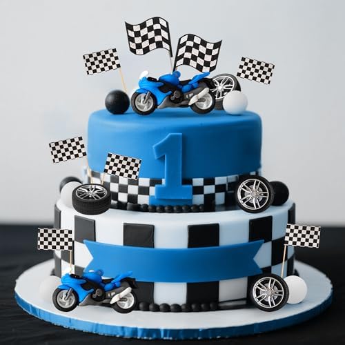 LaVenty Dirt Bike Party Decorations Motorbike Cake Decoration Motorcycle Man Birthday for Dirt Bike Baby Shower Decor