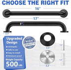 Safety Grab Bars for Bathroom, 16 Inch 304 Stainless Steel Handrail, Non-Slip Shower Grab Bar for Toilet, Tub & Stairs, Indoor & Outdoor Wall Mount, Supports 500 lbs (2 Pack)