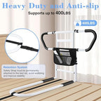 Bed Rails for Elderly Adults Safety: Adjustable Bedside Assist Rails with Storage Pockets, Non-Slip Handles, Items for Elderly Bed Rail, 400LB Gravity Capacity