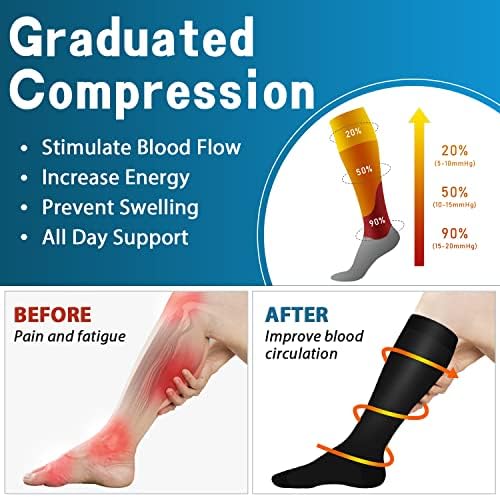 SunFeeling Compression Socks for Women & Men Circulation (3 Pairs) - Best Support for Athletic Running Nurses Recovery Travel