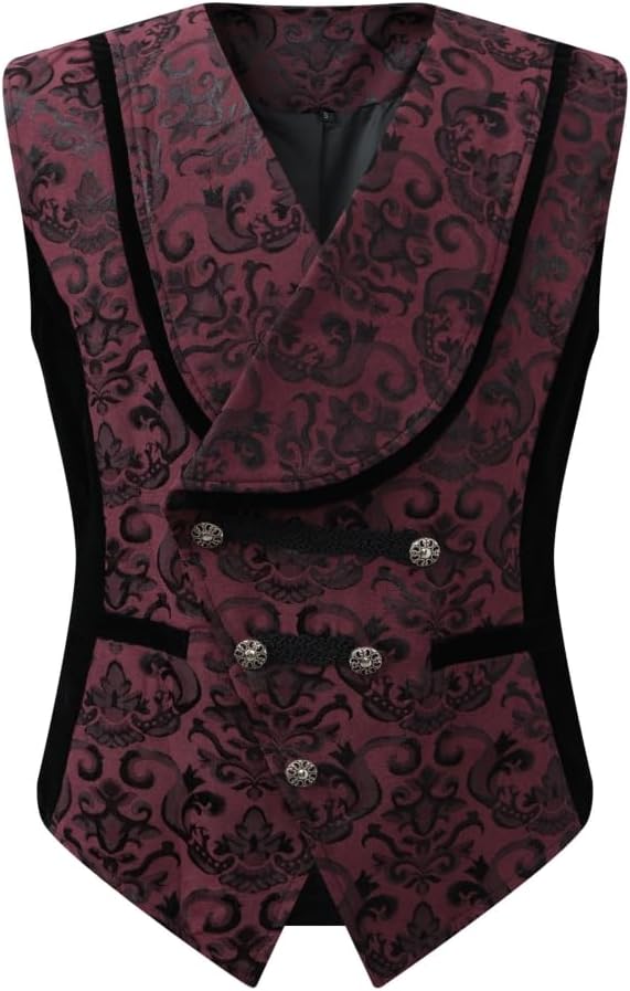 Apocrypha Mens Victorian Steampunk Gothic Suit Vest Medieval Vampire Pirate Waistcoat