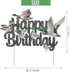 Mallard Duck Birthday Cake Topper - Glittery Black Duck Hunting Theme Cake Topper for Hunter Baby Shower Supplies