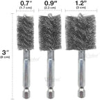 WICKED Professional ID Copper Tube Pipe Cleaner Replacement Brushes (1/2” & 3/4’’ & 1” (Multi-Pack))