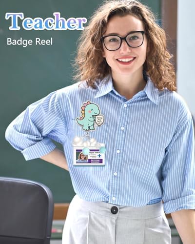 Besoar Nurse Badge Reel Retractable - Cute Dinosaur Badge Reel Nursing, Beadable Badge Holder with Alligator Clip, Office Medical Worker Pediatric Student Nurse ID Badge Clip Accessories Gifts