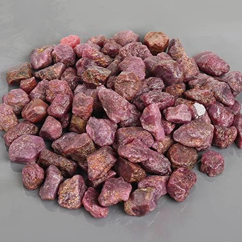 Rough Ruby Crystal 100 Ct Natural Healing Gems Set of 10 Pcs Raw Gemstone Beads for Cabbing, Lapidary, Tumbling, Wire Wrapping, Reiki and Wicca