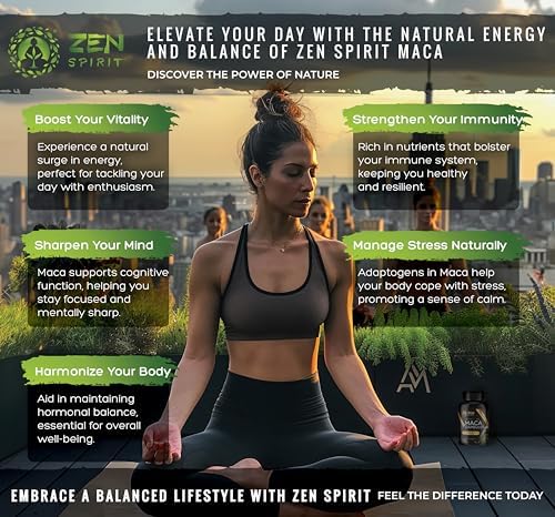 Zen Spirit Maca Root Powder Organic - Peruvian Root Premium Grade Superfood (Raw) - USDA & Vegan Certified - 1 Bag (8oz) - Perfect for Breakfast, Smoothies, Baking & Ice Cream.
