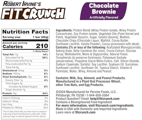 FITCRUNCH Snack Size Protein Bars, 6-Layer Baked Bar, 4g of Sugar, Gluten Free & Soft Cake Core (9 Bars, Chocolate Brownie)