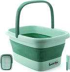 Collapsible Foot Bath Basin for Soaking Feet,Pedicure Foot Spa, Foot Tub with Handles and Massage Acupoint,Multifunction Collapsible feeting Soak Tub-Green