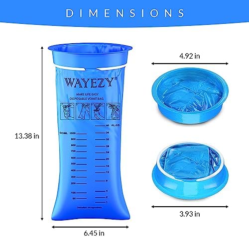 Vomit Bags Disposable 25 Pack (1000ml) – Medical Grade Emesis Bags for Travel, Motion Sickness, Morning Sickness & Nausea – Leak-Proof, Odor-Blocking, Portable Throw Up Bag