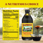 Plantation Organic Blackstrap Molasses 15 oz – USDA Organic Unsulphured Blackstrap Molasses, Natural Sweetener for Baking, Cooking & Beverages