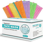 NiHealth 50PCS Stylish Disposable Face Masks for Adults - Breathable 3-Layer Non-Woven Fabric Coverings with Glamorous Glitter Sparkle Design (5 Iridescent Colors)