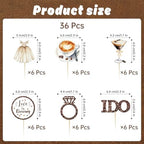 Love Is Brewing Cake Topper - 36 Pcs Bridal Shower Cupcake Topper Decorations With Romantic Elements Diamond Ring Dresss for Love Is Brewing Bridal Wedding Engagement Party Decoration Supplies