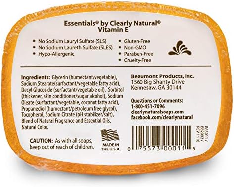 Clearly Natural Essentials Glycerin Bar Soap, Vitamin E, 4 Ounce, Pack of 12 (Packaging May Vary)