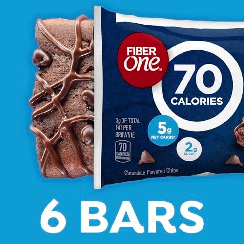 Fiber One 70 Calorie Brownies, Chocolate Fudge Snack Bars, 6 Ct, 5.34 oz (Pack of 8)