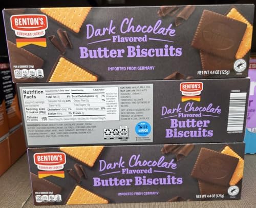 Bentons Dark Chocolate Flavored Butter Biscuits 4.4oz 125g (Three Boxes)