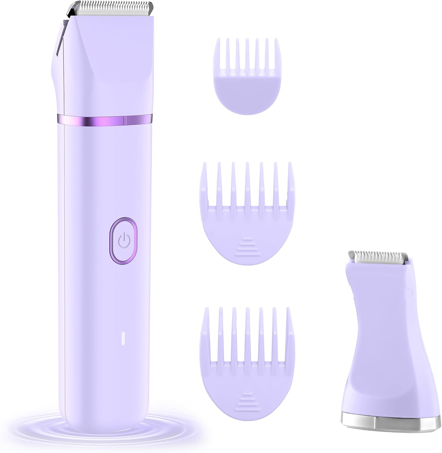 Bikini Trimmer for Women, 2-in-1 Waterproof Painless Body Shaver for Legs, Underarms, Bikini Line with Narrow & Wide Ceramic Blades, 3 Combs, USB Rechargeable, Travel Friendly Gift for Women,Mauve