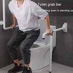 Wall to Floor Folding Toilet Grab Bar, Bathroom Handrails with Supporting Legs, for Elderly Disabled Handicap, White/Yellow (26inch/30inch)