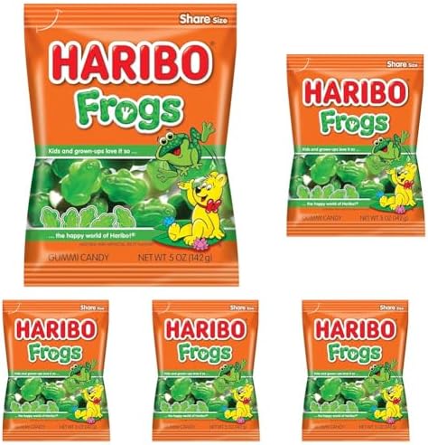Haribo Gummi Candy,Frogs,5 Ounce,(Pack of 5)