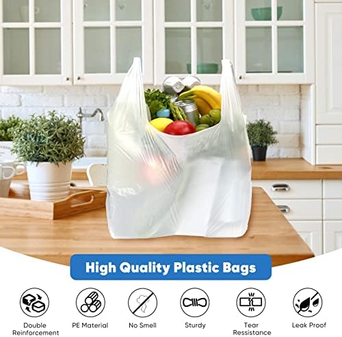 LimonLaviu Plastic Bags - 100 Pack (11.5'x 6.5" x 21') with Handles for Small Business, Restaurants, Grocery & Trash