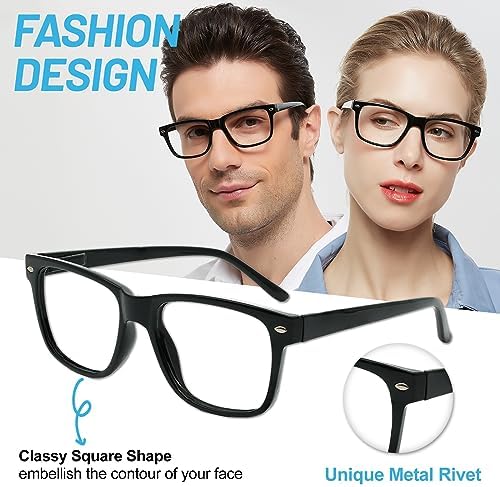 4 Pack Reading Glasses with Spring Hinges, Rectangle Readers for Women Men 1.0 1.25 1.5 1.75 2.0 to 4.0