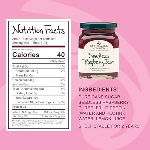 Stonewall Kitchen Seedless Raspberry Jam, 12.5 Ounces
