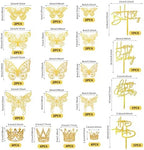 44 PCS Gold Crown Cake Decoration 16 PCS Mini Crown Tiny Crown with 24 PCS Butterfly Wall Decors and 4 PCS Birthday Cake Topper for Women Girl Crown Birthday Party Wedding Cake Decor