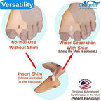 Chiroplax Bunion Corrector for Women & Men Relief Cushion Pads Hallux Valgus Guard Toe Separator Straightener Splint Protector Shield Spacer Sleeve Cover (4 Pads w/Shims, Medium)