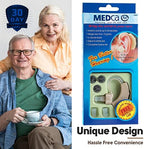 MEDca Hearing Amplifiers - Digital BTE Personal Sound Amplifier w/Noise Reduction & Volume Control, LR44 Battery Powered, 3 Ear Domes, Left or Right Use, Small & Discreet