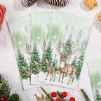 Homlouue 100 PCS Holiday Napkins, 3-Ply " Watercolor Snow & Winter Pine Forest & Deer " Paper Napkins, Christmas Holiday Guest Napkins for Xmas Seasonal Dinner Bathroom Party