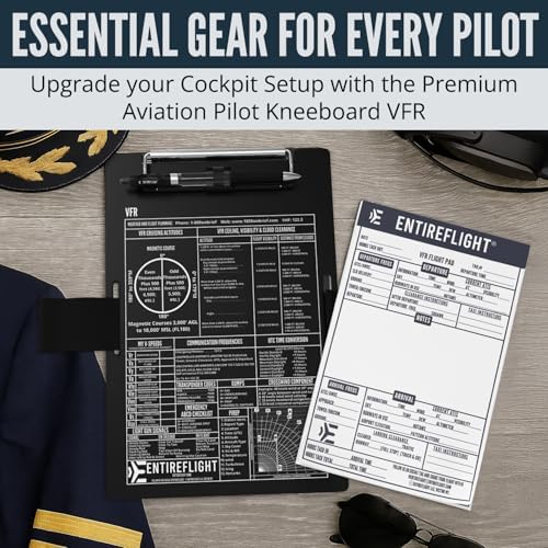 VFR Pilot Kneeboard Aviation Knee Board with Flight Notepad | Pilot Accessories for Student Pilot Essentials | Premium Aluminum Kneeboard Pilot Gear Supplies | Flight Simulator Accessories