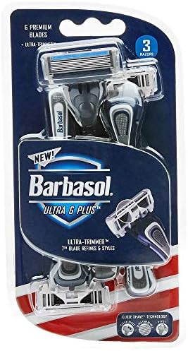 Barbasol Premium Disposable Ultra 6 Razor, 3 Count, (Pack of 2)