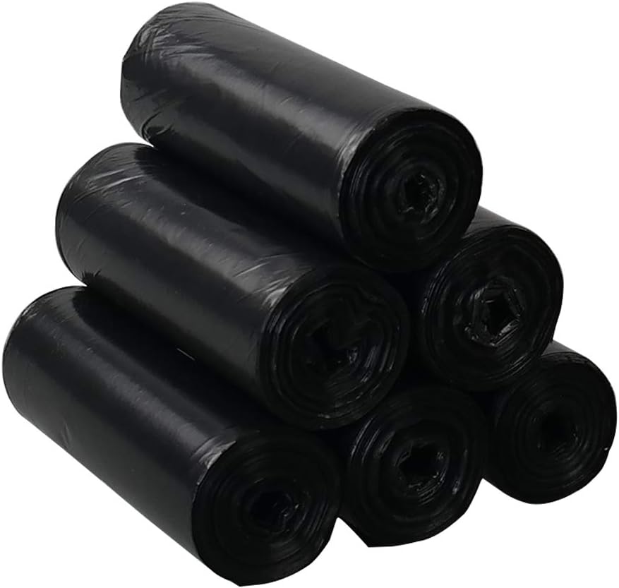 Gloreen Small Trash Bag, 2.6 Gallon Black Unscented Leakproof Garbage Liners(6 Rolls, 150Counts)