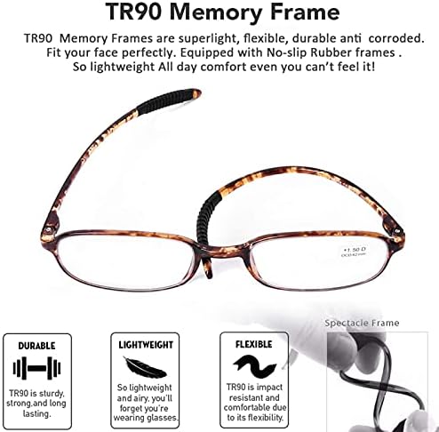 AQWANO 4 Pack Computer Reading Glasses Blue Light Blocking Lightweight TR90 Flexible Frame UV Protection Readers for Women Men +2.0