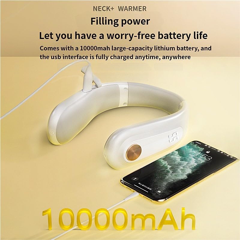 10000mah Rechargeable Neck Warmer,for Necks Up to 8 inches Wide, About 6 Hours Portable Neck Heater for Men and Women (White)