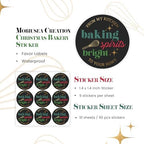Mobiusea Creation Christmas Bakery Stickers | Christmas Decoration | 1.4 inch | Gold Foil | Inspirational Positive Word | Waterproof | 90-Pack for Cookies, Bakery Box