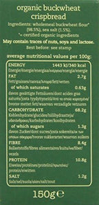 Amisa Organic Gluten Free Crispbread - Buckwheat (150g) - Pack of 2