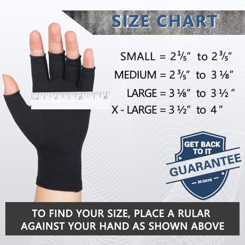 Arthritis Compression Gloves for Women Men, Fingerless Breathable & Moisture Wicking Compression Gloves for Relieving Carpal Tunnel Aches, Rheumatoid Pains, Joint Swell Black S