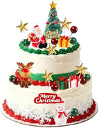 22 PCS Cake Topper Merry Christmas Cake Decorations Cupcake Toppers with Balls Snowman Christmas Tree and Present Box for Xmas Party