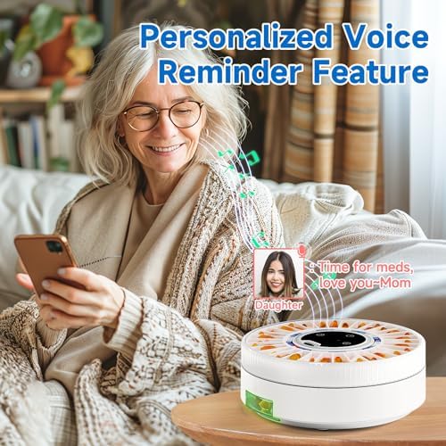 Zoksi Premium 31-Slot Automatic Pill Dispenser with Fingerprint & Key Lock, Smart Medication Organizer with Alarm & Light, Electronic Pill Organizer for Elderly & Forgetfulness