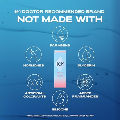 K-Y Jelly Water Based Lube For Sex, Anal Lube, Non-Greasy Water Based Personal Lubricant, pH Friendly Sex Lube Can Be Used With Sex Toys For Women & Male Sex Toys, Condom Friendly Personal Lube, 2 oz