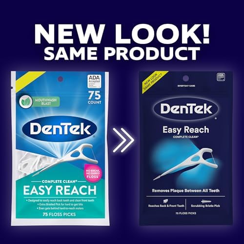 DenTek Complete Clean Floss Picks | Removes Food & Plaque | 75 Count