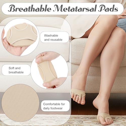 2 Pairs Thick Metatarsal Pads, Metatarsal Foot Pads for Women Men, Non Slip Ball of Foot Cushions Sleeves with Gel for Metatarsalgia(W5-8,M7-10)
