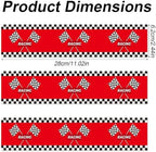 3pcs Racing Car Edible Cake Borders, Birthday Cake Borders Edible Decorations Wrap Strips Pre-Cut Cakes Toppers for Birthday Party (Red Racing Flag Style)