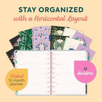 Happy Planner Disc-Bound Planner July 2026–June 2027, Includes 3 Extra Months and 2 Sticker Sheets, Classic Size, 7" x 9.25", Horizontal Layout, Mystic Moths Sage