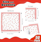 HEIPINIUYE 50 Pieces Valentine Cocktail Napkins Disposable 3-ply White and Red Heart Valentines Gingham Paper Dessert Napkins for Wedding Valentine's Day Love Party Checkered Dinner Napkin