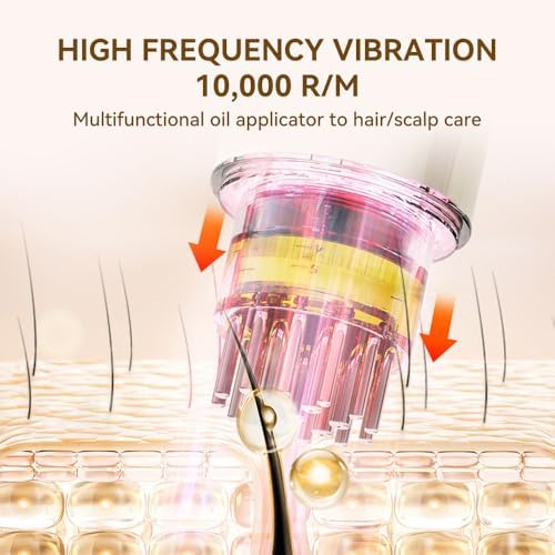 Electric Hair Oil Applicator and Scalp Massager 2 in 1, Latest Scalp Applicator for ALL Hair Essential Oil Serum, Electric Quantitative Liquid Dispensing Brush Handheld Dispenser Comb