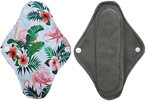 Generic Aslana 6-Pack Reusable Cloth Menstrual Pads Sanitary Napkins Pantiliners for Light, Medium and Heavy Flow (S, Flamingo Floral)